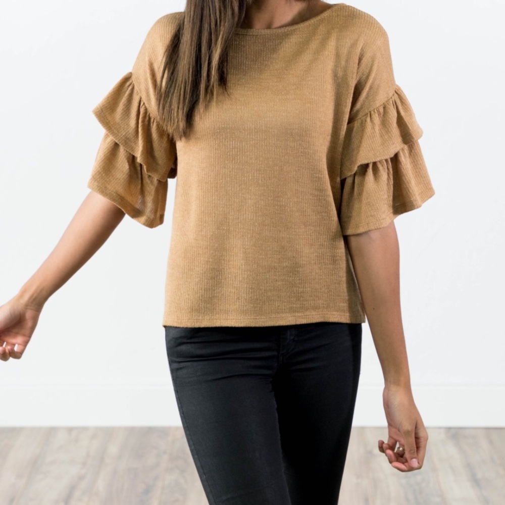 Gold ruffle top